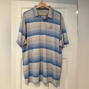 Pinehurst Under Armour Blue and Gray Striped Golf Polo Shirt